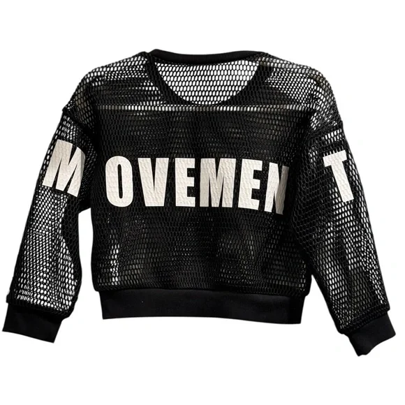 Alo Black Mesh Pullover Top. Size: S - Picture 3 of 4